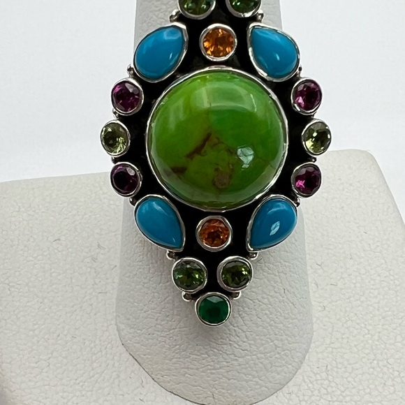 🦋NICKY BUTLER RAJ LIMITED EDITION Sterling Silver Turquoise Multi Gem Ring SZ 9 - Picture 12 of 13